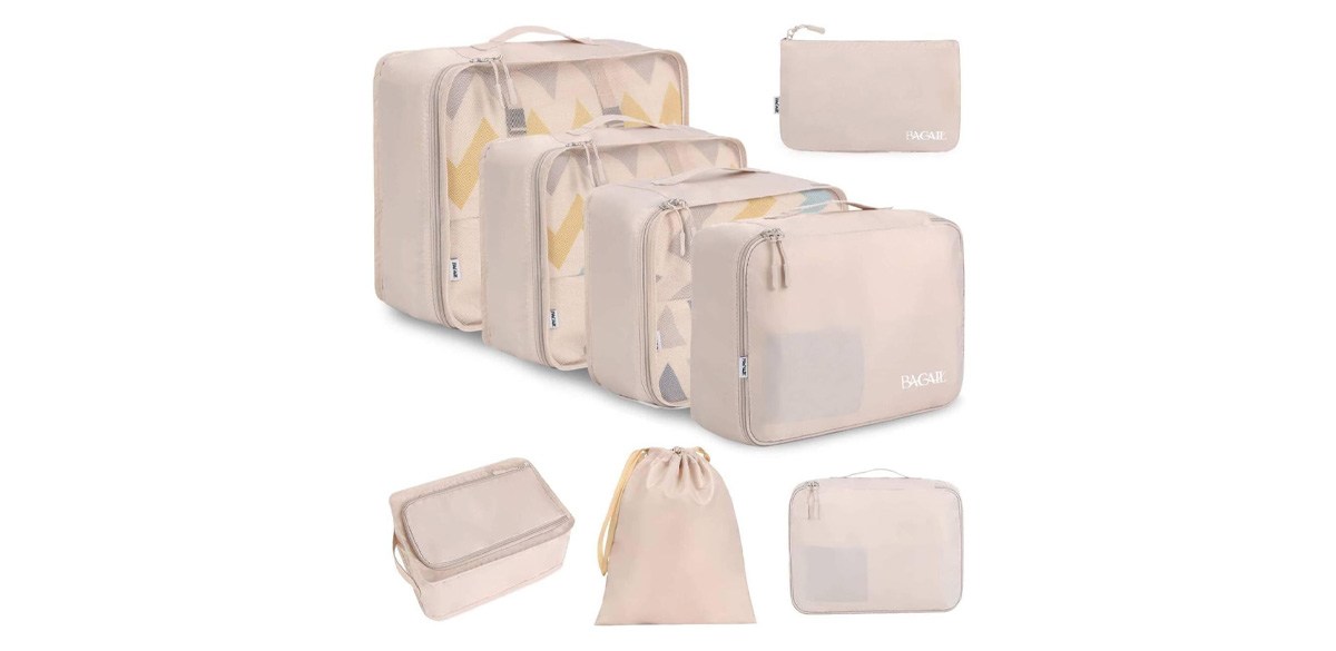 BAGAIL 8 Set Packing Cubes Luggage Organizer Bags for Travel Accessories-Cream BAGAIL 8 Set Packing Cubes Luggage Organizer Bags for Travel Accessories-Cream
