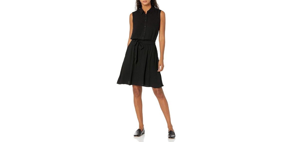 Amazon Essentials Women's Sleeveless Relaxed-Fit Woven Shirt Dress Amazon Essentials Women's Sleeveless Relaxed-Fit Woven Shirt Dress