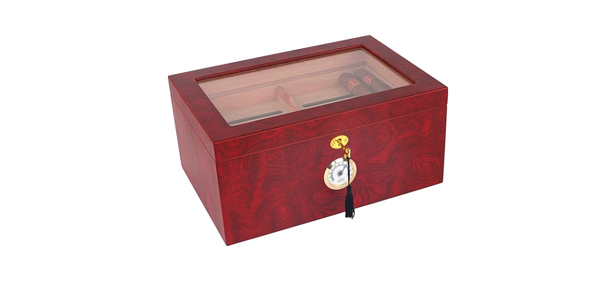 Mantello Cigars Large Glass-Top Cigar Humidor Mantello Cigars Large Glass-Top Cigar Humidor