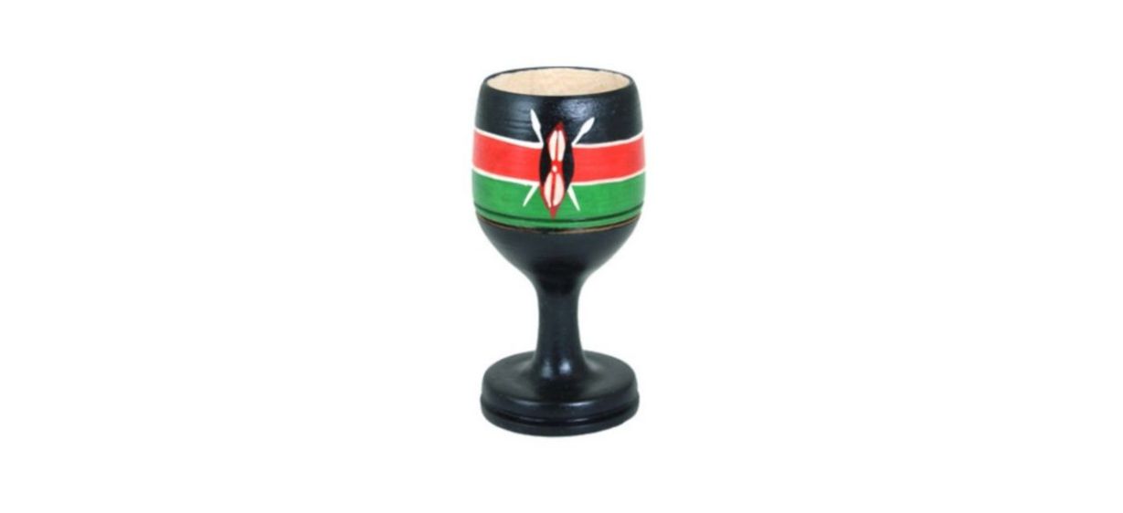 AfricaStylesImports Unity Cup (Kikombe cha Umoja), black with green and red stripes and a design in the middle