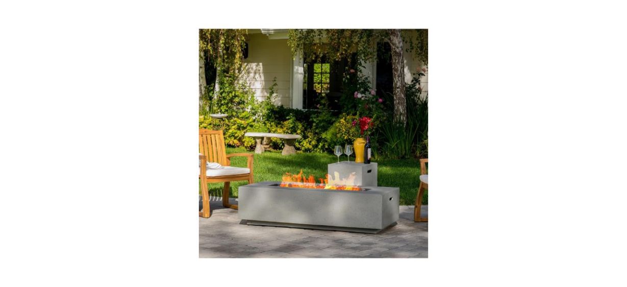 Great Deal Furniture Jaxon Outdoor Rectangular Fire Table