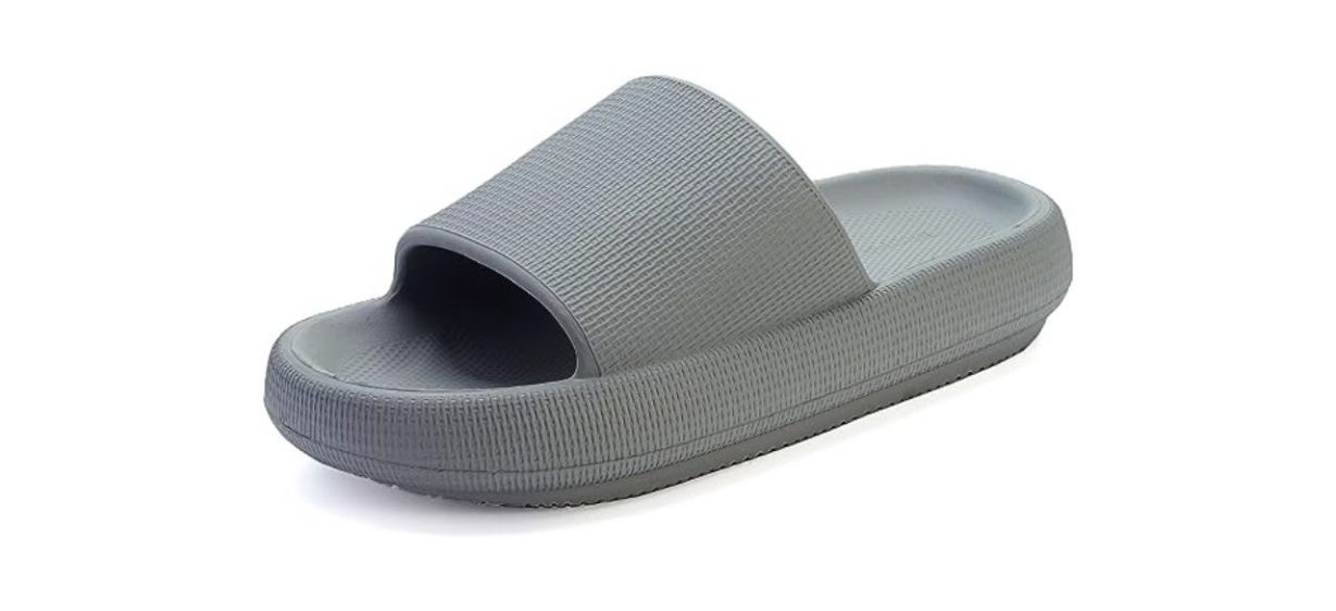 a gray pillow slipper sandal a gray pillow slipper sandal