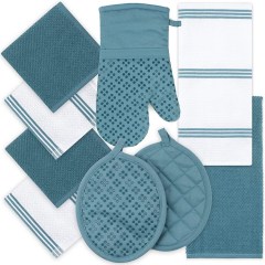 Sticky Toffee Silicone Printed 9-Piece Kitchen Linens Set