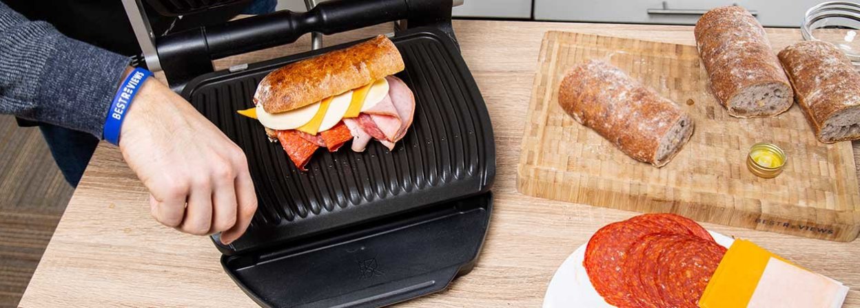 Hamilton Beach Panini Press Sandwich Maker & Electric Indoor Grill with  Locking Lid, Opens 180 Degrees for any Thickness for Quesadillas, Burgers 