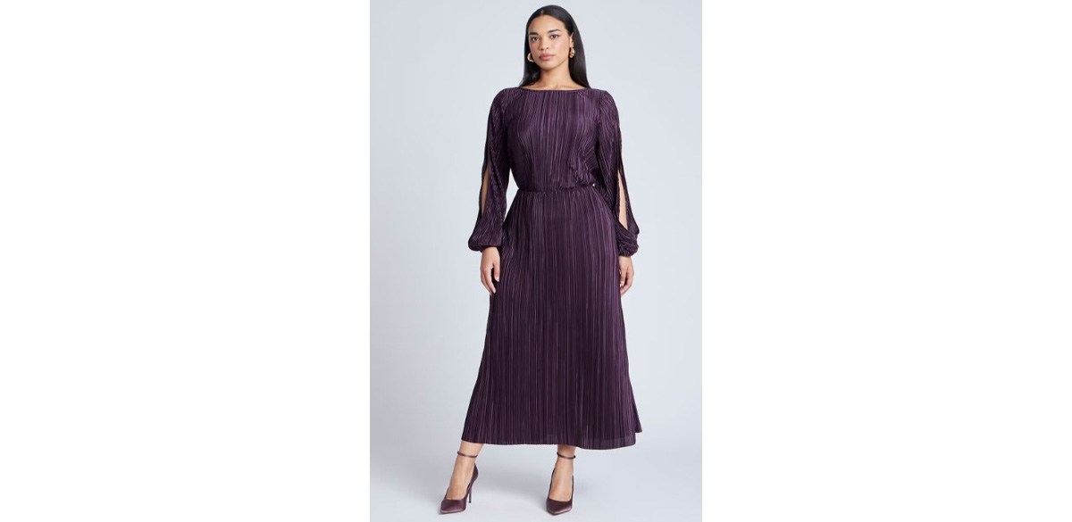 Eloquii 3-Plisse Open Sleeve Dress