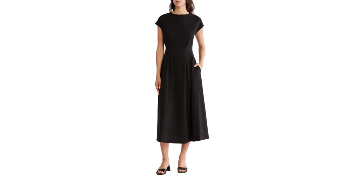 Nordstrom Rack Pleated Waist Knit A-Line Dress