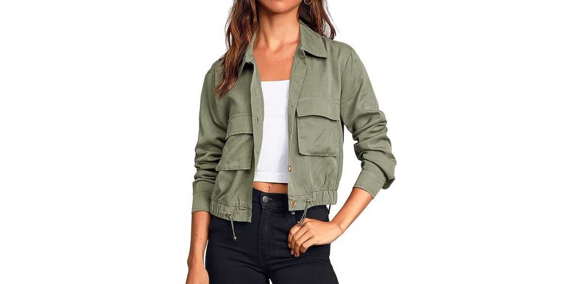 Onedreamer Women's Military Safari Cropped Jacket