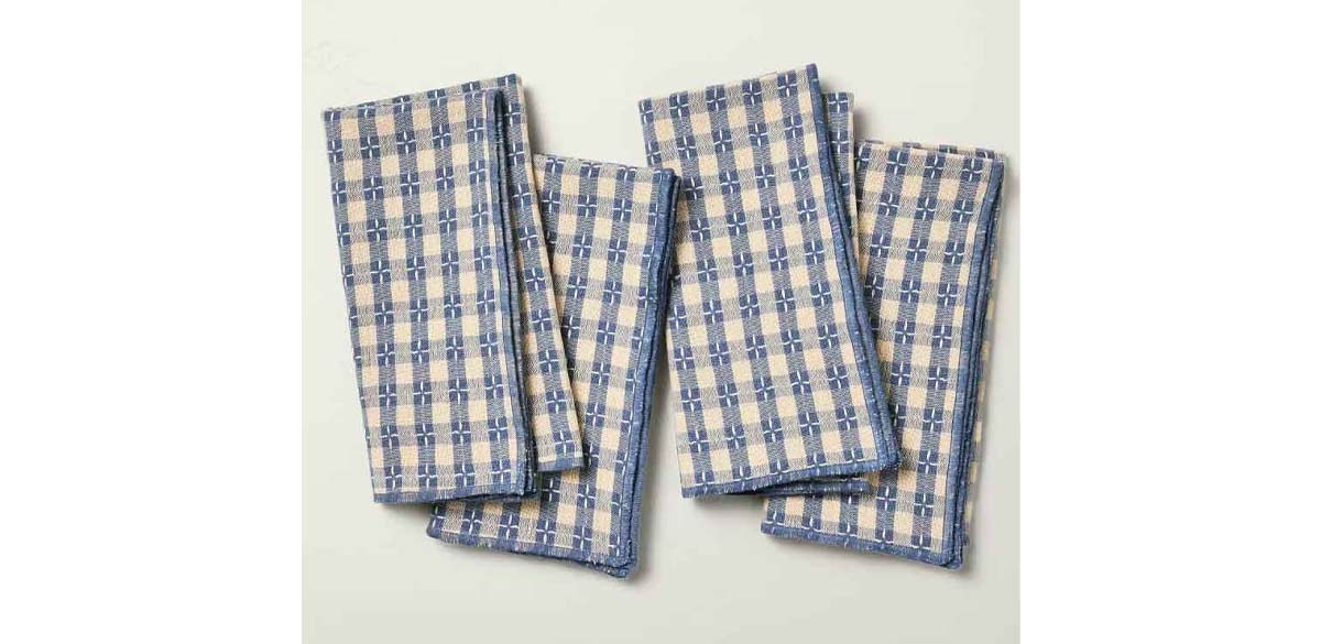 4pk Textured Gingham Cloth Napkins