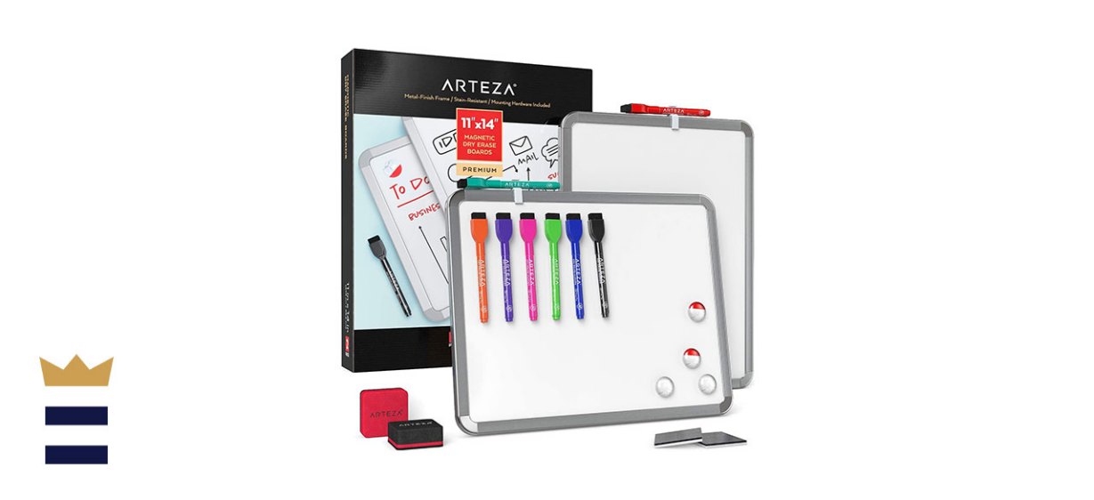 Arteza Magnetic Whiteboard Two-Pack with Pens and Magnets