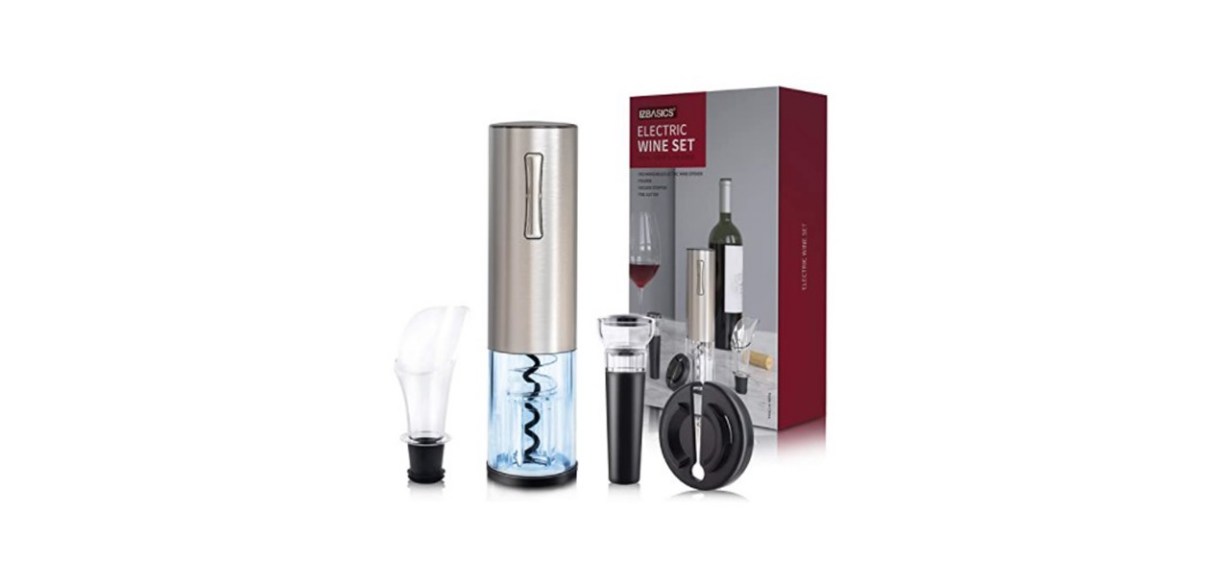 Automatic Corkscrew, Foil Cutter, Stopper and Wine Aerator Pourer Gift Set