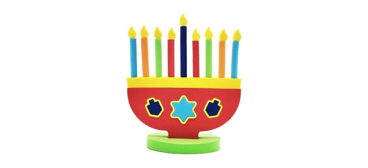 The Dreidel Company Hanukkah Foam Toy Menorah on white background