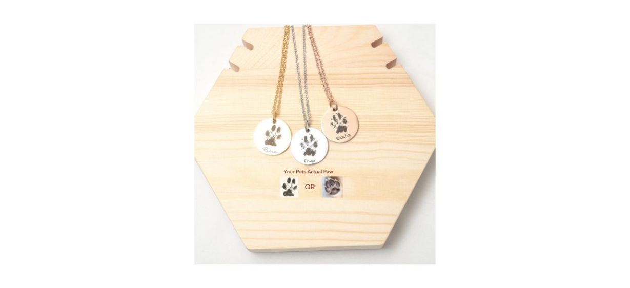 ClairesAtlierDesign Actual Pawprint Necklace With Name