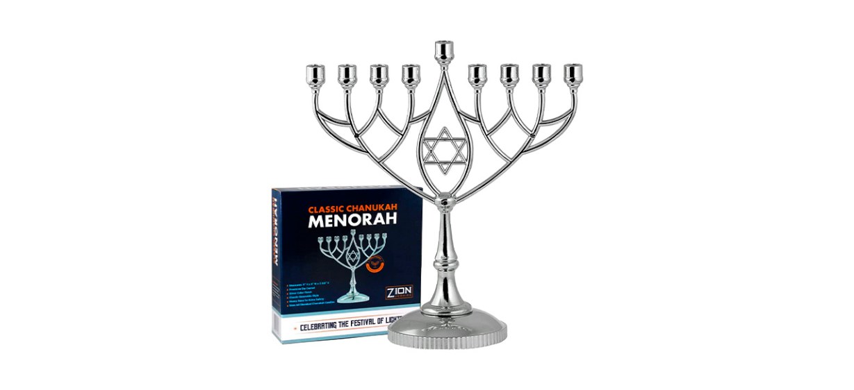 Best Zion Judaica Ltd Classic Geometric Star of David Hanukkah Menorah