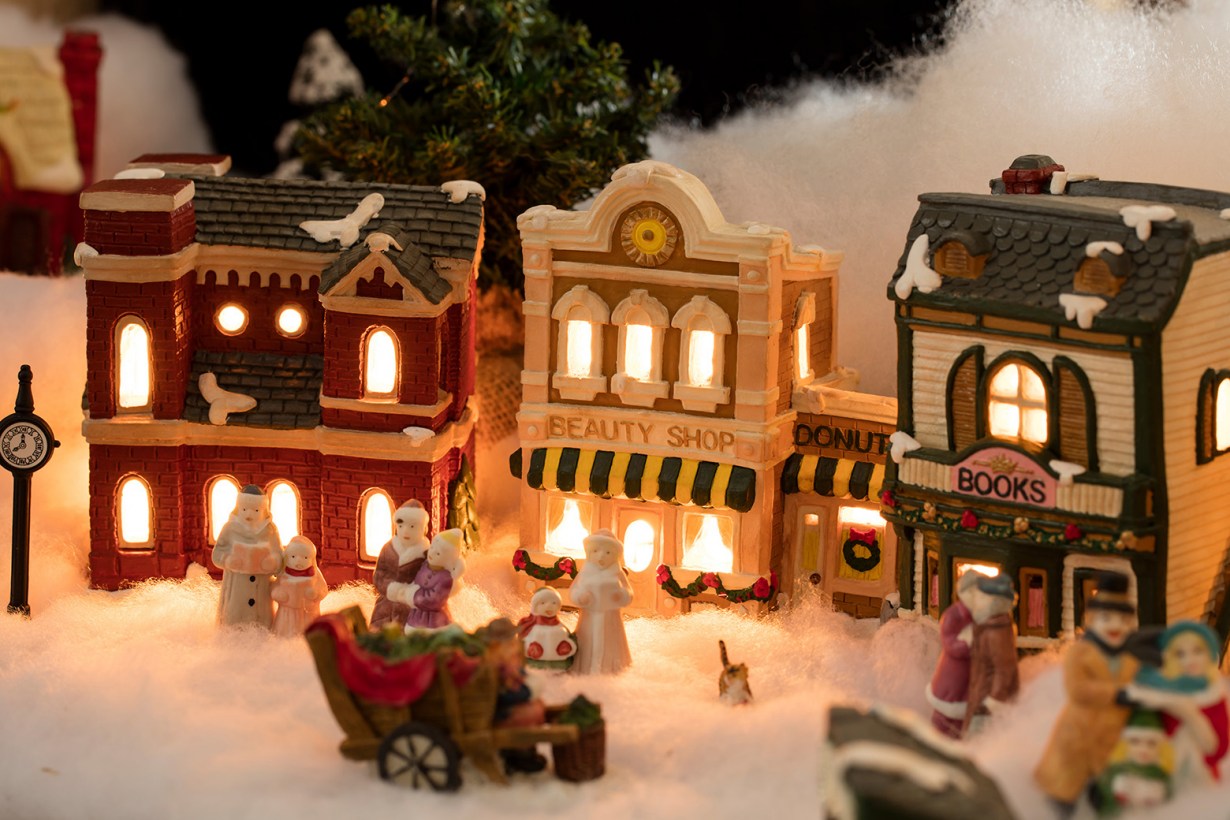 a Christmas village set