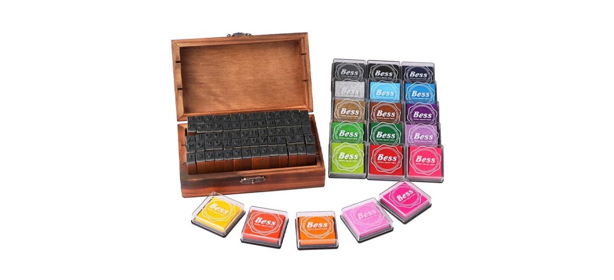 Dedoot Vintage Alphabet Stamps Set with Ink