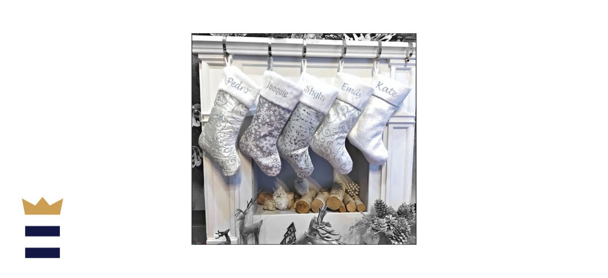 Eugenie2 Personalized Elegant Silver White Christmas Stockings