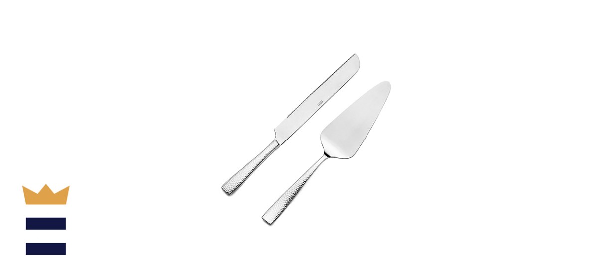 Hudson Essentials Hammered 18/10 Stainless Steel Cake Knife & Cake Ser