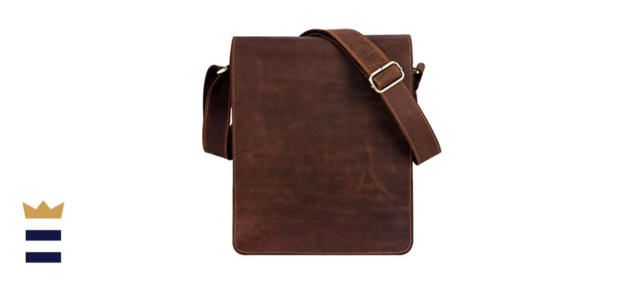 Kattee Vintage Leather Flapover Messenger Bag