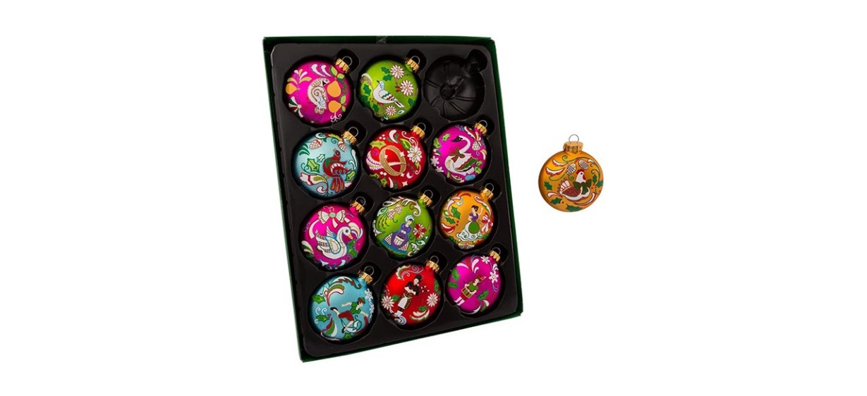 Kurt Adler 12 Days of Christmas Glass Ornament Set