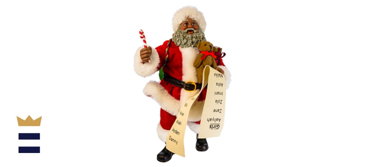 Kurt Adler Fabriche' Black Santa with List and Candy Cane