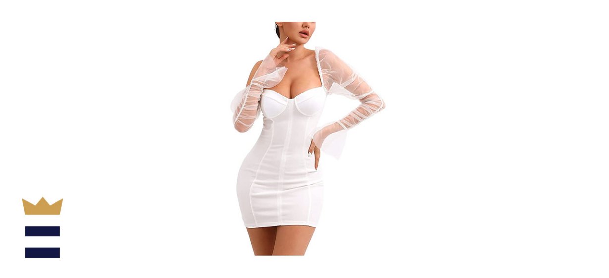 L’VOW Women’s Sexy Long Puff Sleeves Dress