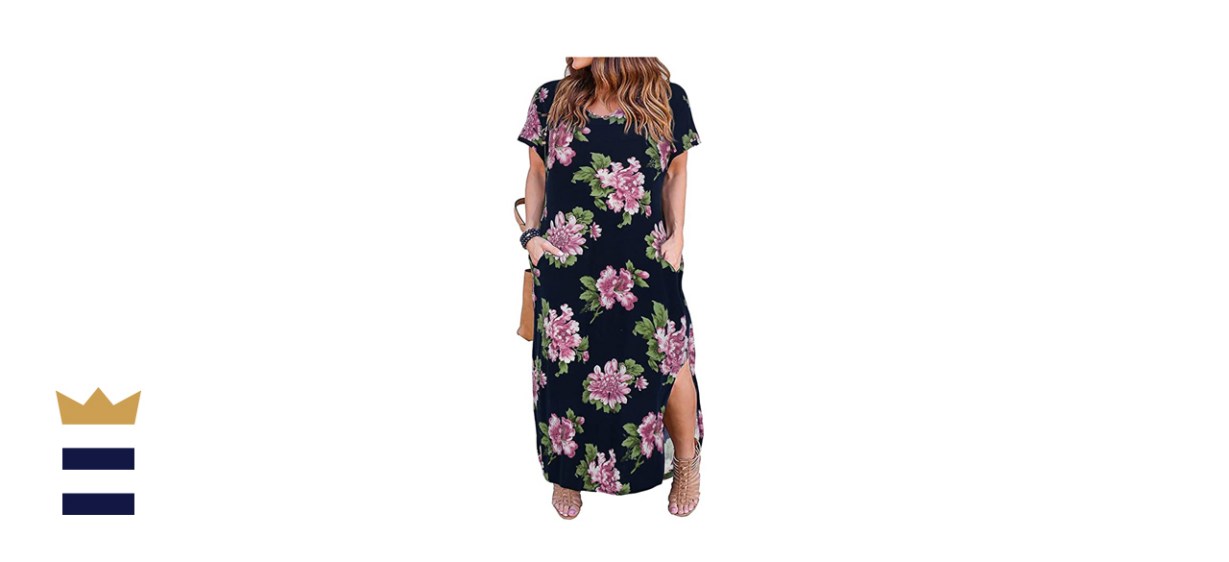 Nemidor Plus-Size Loose Maxi Slit Dress