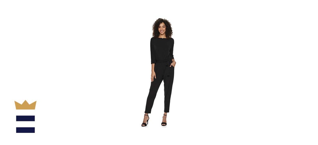 Nina Leonard Solid Ankle Jumpsuit