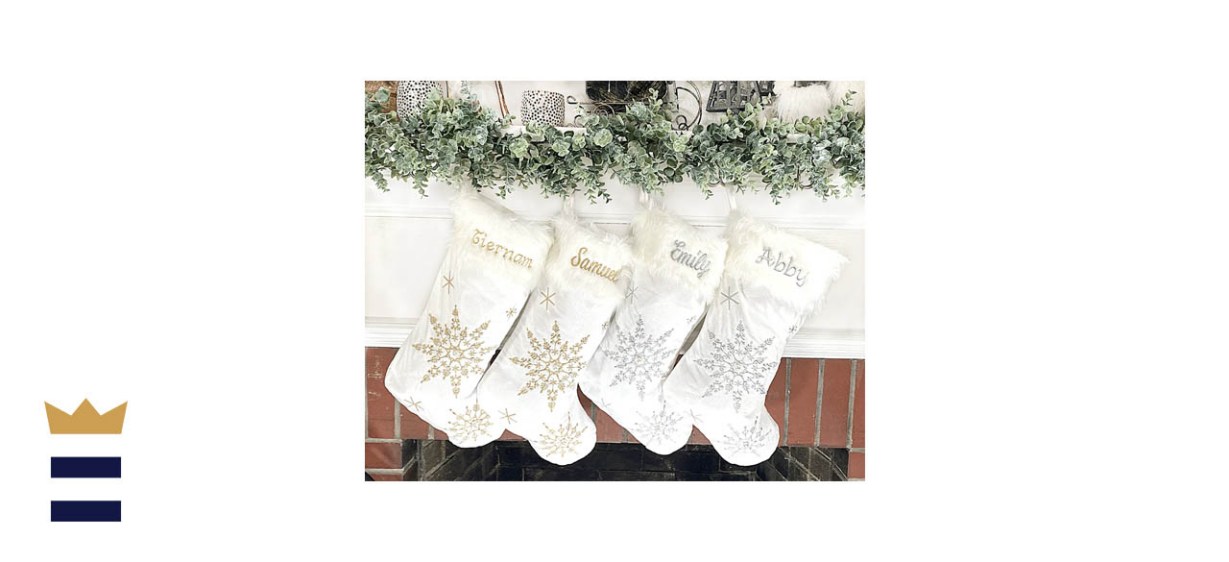 Pippero Products Gold Silver Personalized White Stocking