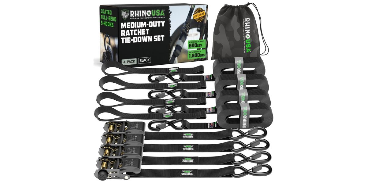 Rhino USA Ratchet Straps Tie Downs (4-Pack)