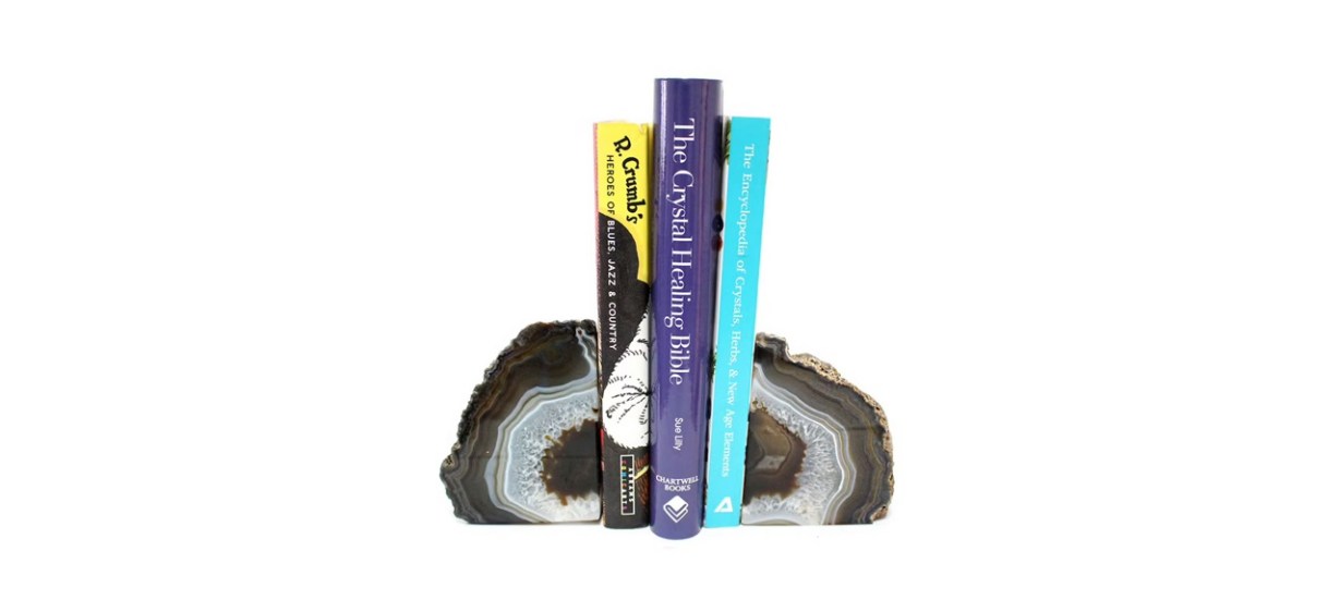 RockParadise Natural Agate Geode Bookend Pair