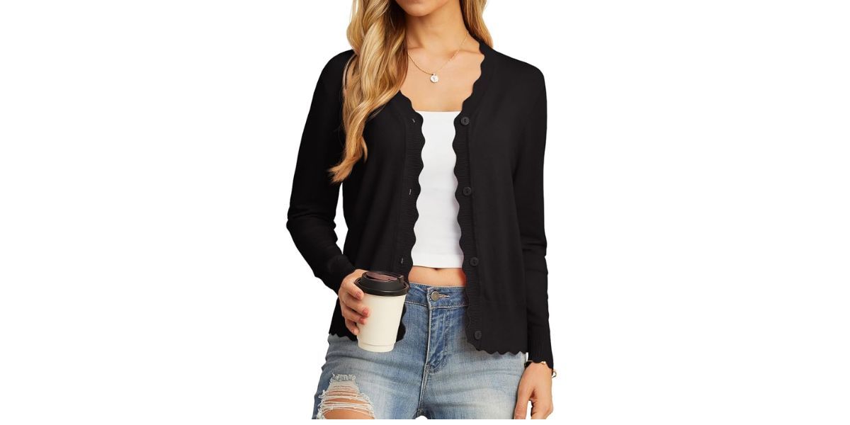 GRECERELLE Women's Long Sleeve V-Neck Button Down Cardigan