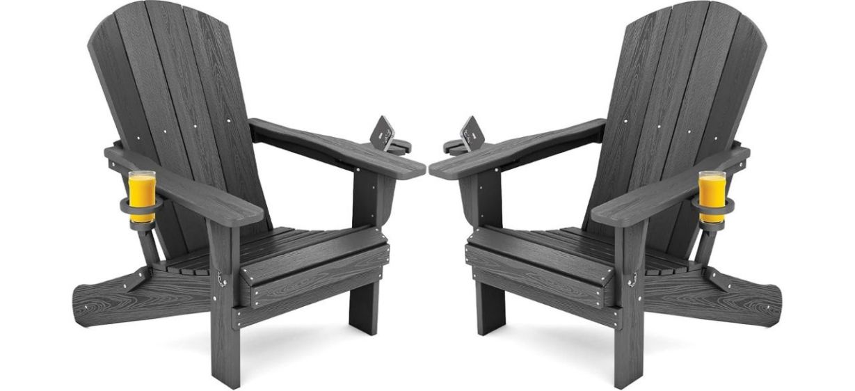 SERWALL Foldable Adirondack Chair Set on white background