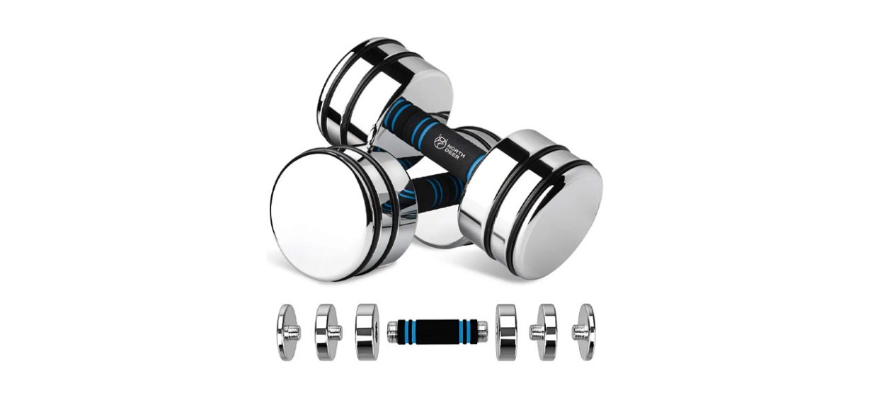 Sports-Fitness-Best Northdeer Steel Ultracompact and Adjustable Chrome Dumbbell
