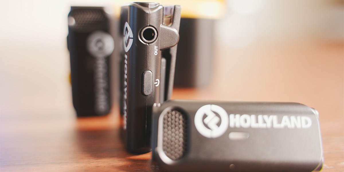 Lark M1 transmitter and receiver on table