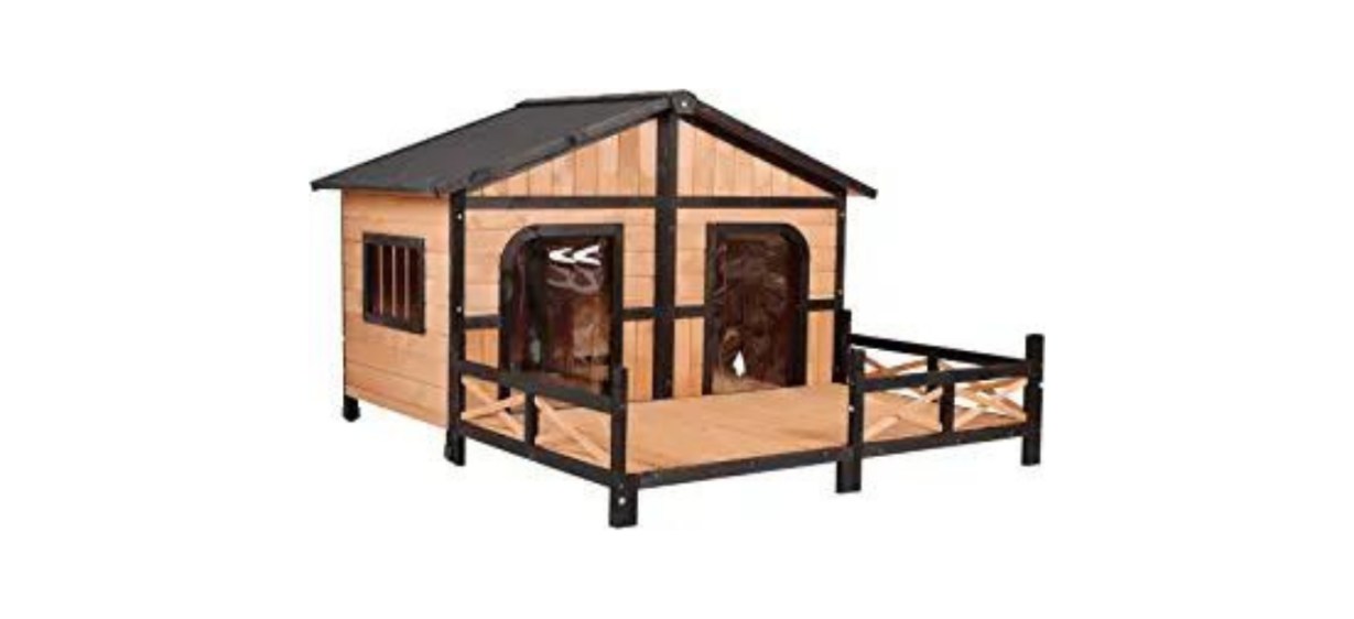 PawHut Large Dog House Cabin with Porch