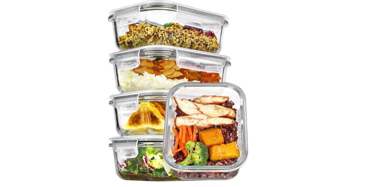 Vtopmart 5-Pack 22oz Glass Storage Containers with Lids