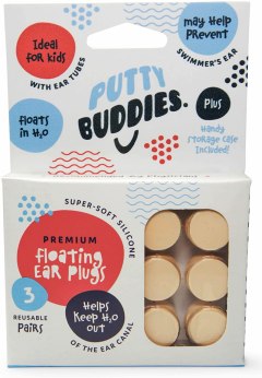 Putty Buddies 3-Pack Soft Silicone Floating Earplugs