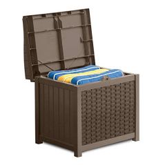 Suncast Mocha Resin Wicker Storage Seat