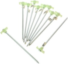 SE 10-1/2" Glow-in-the-Dark Metal Tent Pegs