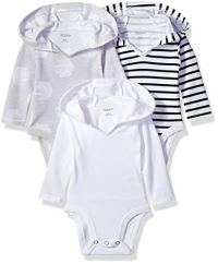 Hanes Ultimate Baby Flexy 3-Pack Hoodie Bodysuits