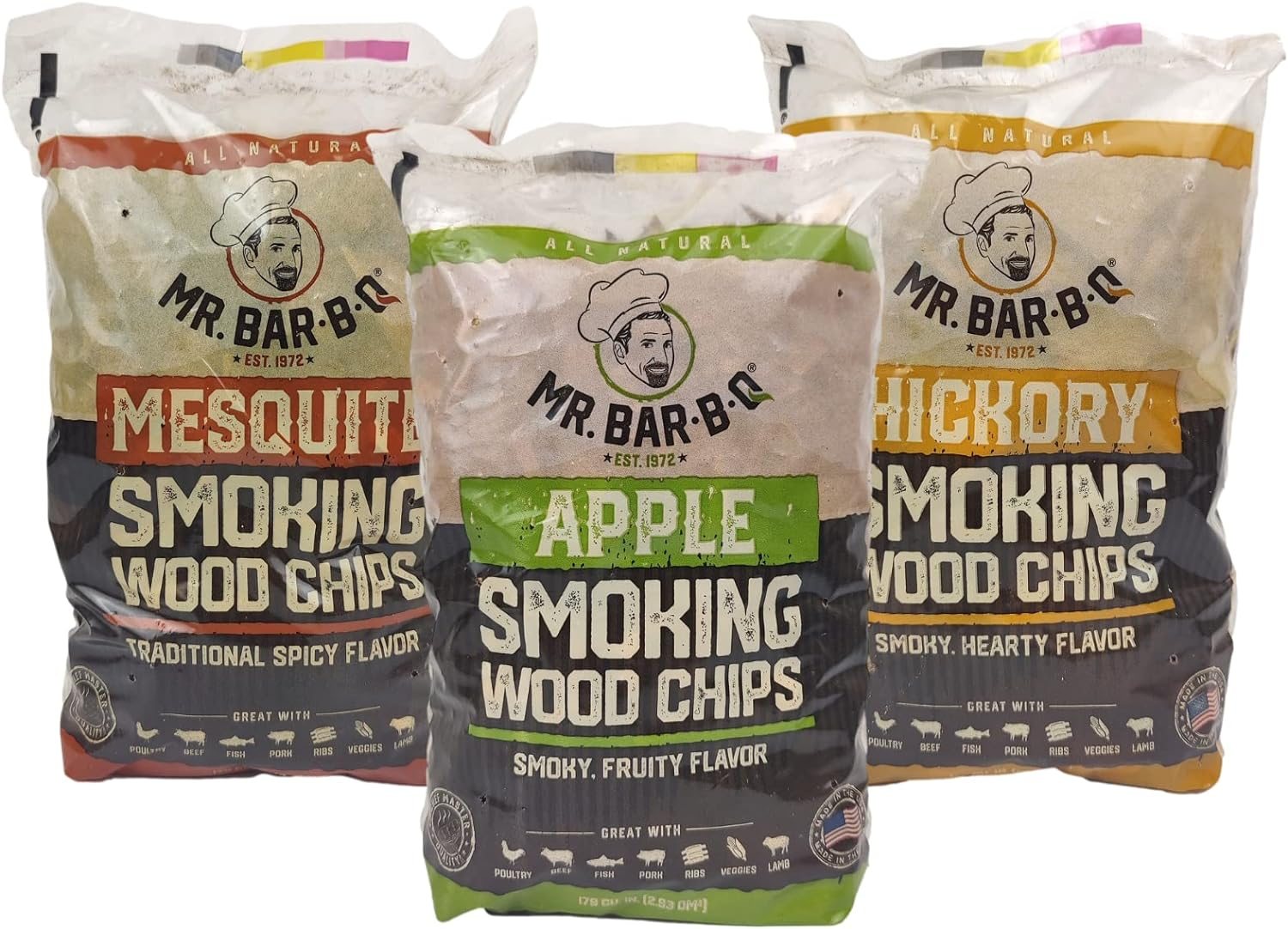 Mr. Bar-B-Q Wood Chips Bundle of 3 Flavors