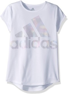 Adidas Girls' Short Sleeve Rainbow Scoop Neck Tee T-shirt