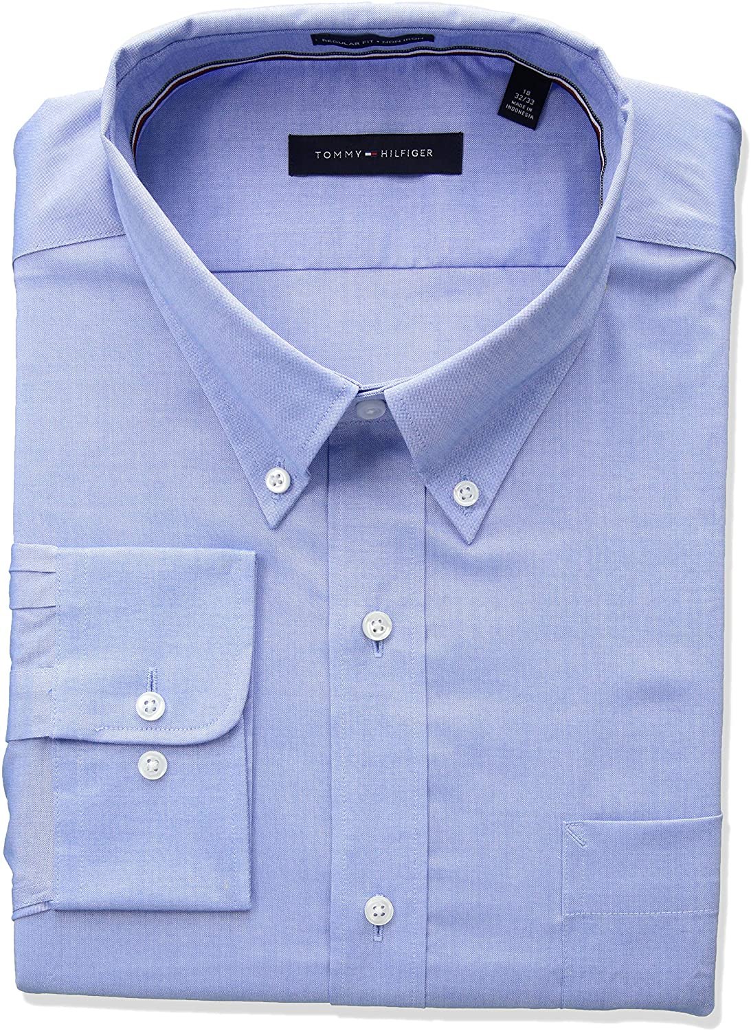 Tommy Hilfiger Men&#039;s Non-Iron Solid Button Down Collar