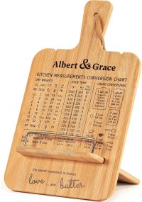 Albert & Grace Adjustable Bamboo Cookbook Stand