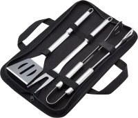Amazon Basics 4-Piece Stainless Steel BBQ Grilling Tool Set