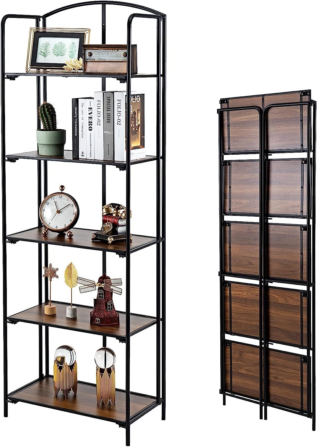 Crofy No Assembly 5-Tier Folding Bookcase