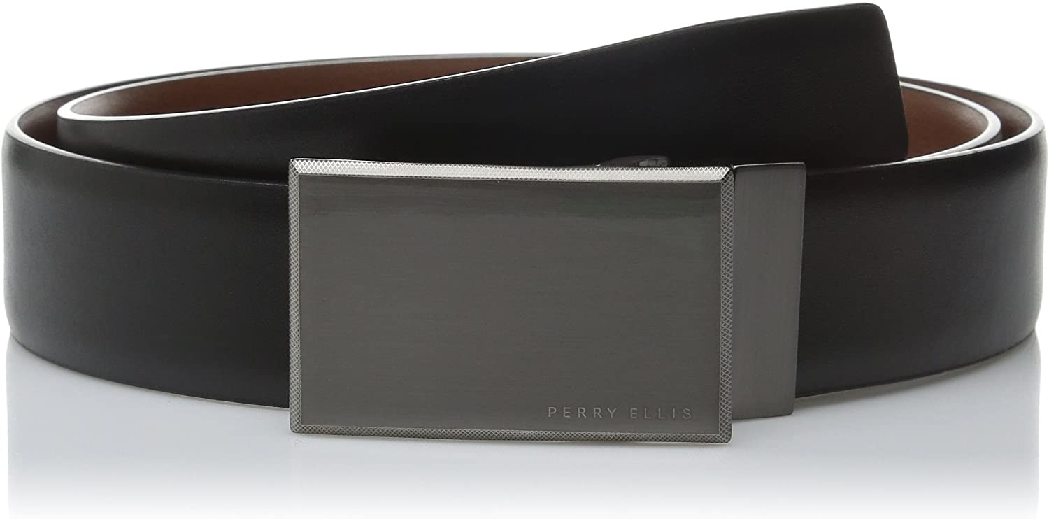 Perry Ellis Men's Portfolio Reversible Patterned Plaque Belt