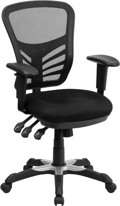 Flash Furniture Mid-Back Black Mesh Multifunction Executive Swivel Ergonomic Office Chair with Adjustable Arms