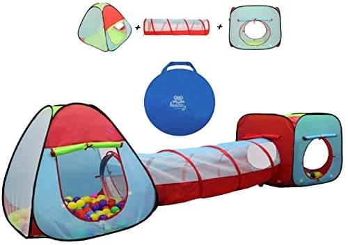 Kiddey 3-Piece Children’s Dual Play Tent with Tunnel