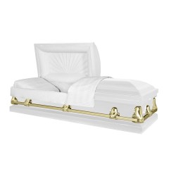 Titan Casket Orion Series Steel Casket White and Gold